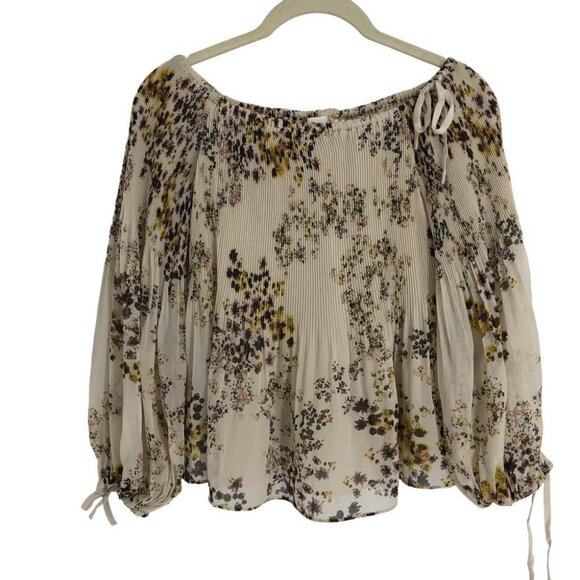 Aritzia Wilfred Talence Floral Chiffon Off The Shoulder Blouse Size XS - Picture 2 of 16